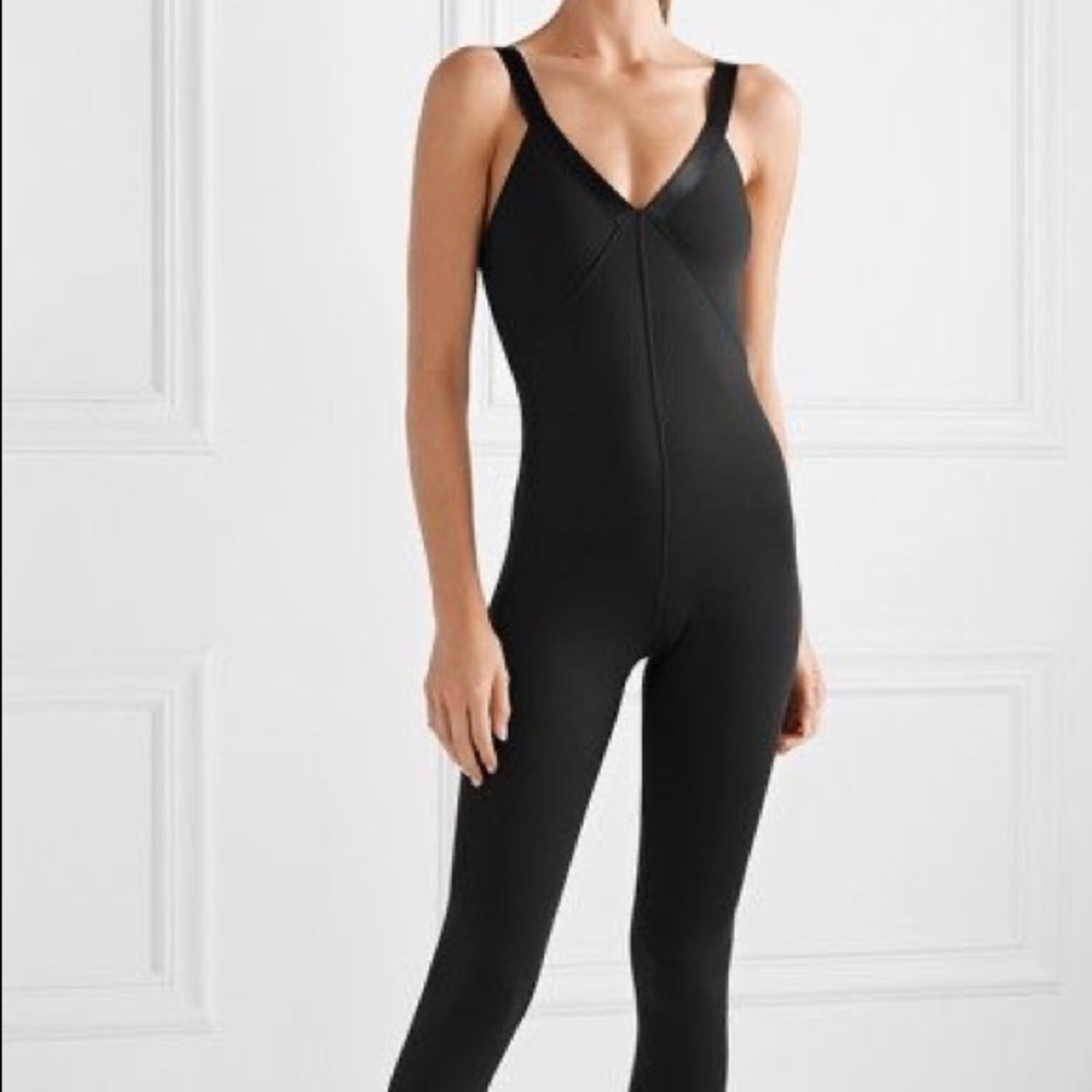 Heroine Sport Black BlitzSatin-trimmed Stretch Jumpsuit